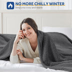 Sealy Electric Blanket Queen Size, Dual Control Soft Sherpa Heated Blanket - Image 2