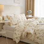 mixinni Aesthetic Floral Duvet Cover Set Twin XL Size, Farmhouse Boho Yellow - Image 2