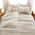 CozyLux King Comforter Set Beige, 7 Pieces Bed in a Bag Soft Bedding Comforter - Image 5