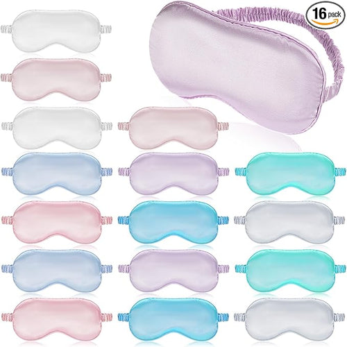 16 Pcs Satin Silk Eye Mask Blackout Sleeping Blindfolds Bulk Smooth Sleep Mask by Unknown