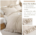 QSH Washed Cotton Duvet Cover King Ruffle Duvet Cover Linen Feel Textured - Image 5