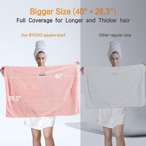 2 Pack Large Microfiber Hair Towel Wrap - Image 2
