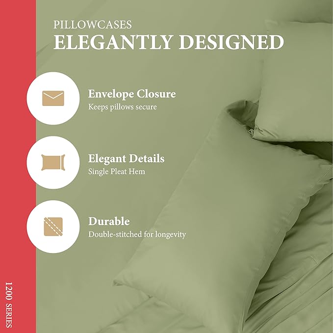 100% Egyptian Cotton Pillow Cases King Size Set of 2 - Image 4