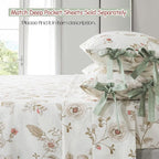 FADFAY Floral Bedding Set Queen 100% Cotton Shabby and Chic Beige Green - Image 6