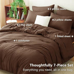 CozyLux King Size Comforter Set Brown, 7 Pieces Bed in a Bag King Comforter Set - Image 6