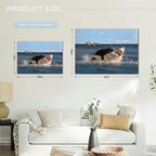 BFKDKG Framed Black Cat Wall Art, Funny Quirky Cat and Shark Pictures Canvas - Image 7