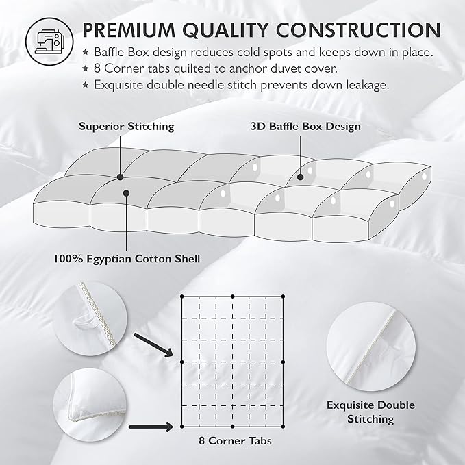 Luxurious Full Size Goose Down Fiber Waterfowl Feather Fiber Comforter Duvet - Image 5