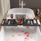 Bathtub Caddy Tray for Tub, Foldable Bath Table Trays, Bamboo Shelf - Image 2