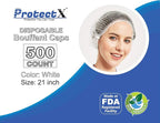 ProtectX 500-Pack White Disposable Hair Nets, Elastic Head Cover, Bouffant Caps - Image 3