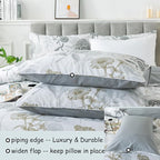 FADFAY Floral Duvet Cover Sets King/Cal King 100% Cotton Ink Grey Vintage - Image 4