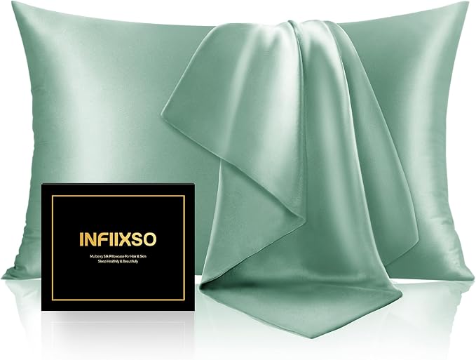 INFIIXSO Mulberry Silk Pillow Cases King Size Set of 2, Silk Pillowcase by INFIIXSO