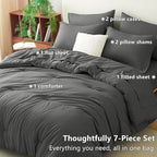CozyLux Oversized King Comforter Set Dark Grey, 7 Pieces Bed in a Bag Comforter - Image 6