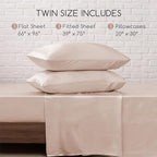 MR&HM Satin Bed Sheets, Twin Size Sheets Set - Image 7