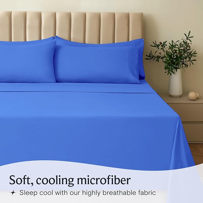 LuxClub 3 PC Twin Sheet Set, Deep Pockets Wrinkle Free Cooling Bed Sheets Hotel - Image 3