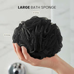 Large Black Bath Sponge, Gentle Exfoliation Mesh Sponges, Long Lasting Loofah - Image 2