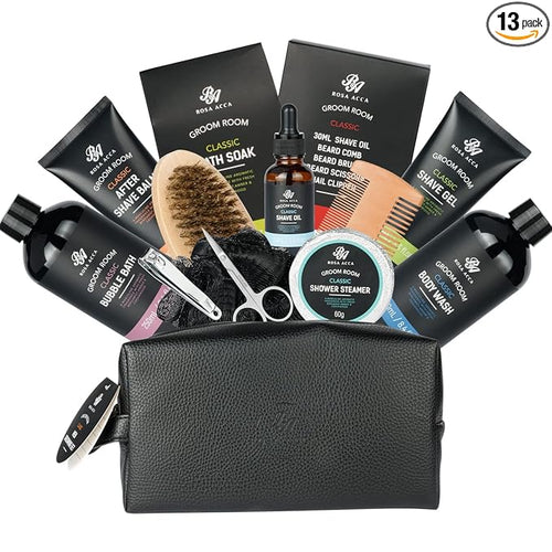 14 Pcs Bath & Body Gift Set for Men, Father's Day Gifts, Beard Grooming by RAROSAACCA