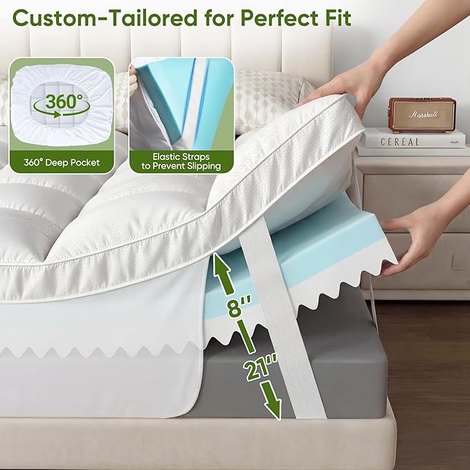 5 Inch King Size Mattress Topper, Memory Foam Mattress Toppers-2.5" Gel Cooling - Image 6