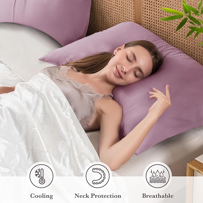 Curved Pillow Case Queen Size, Side Sleeper Pillow Cases Cover Cooling Rayon - Image 3