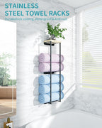 Towel Racks for Bathroom, 2 Tier Wall Towel Holder - Image 4