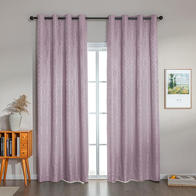 Amazon Basics Jacquard 2-Piece 100% Blackout Curtains, Living Room and Bedroom by AmazonBasics