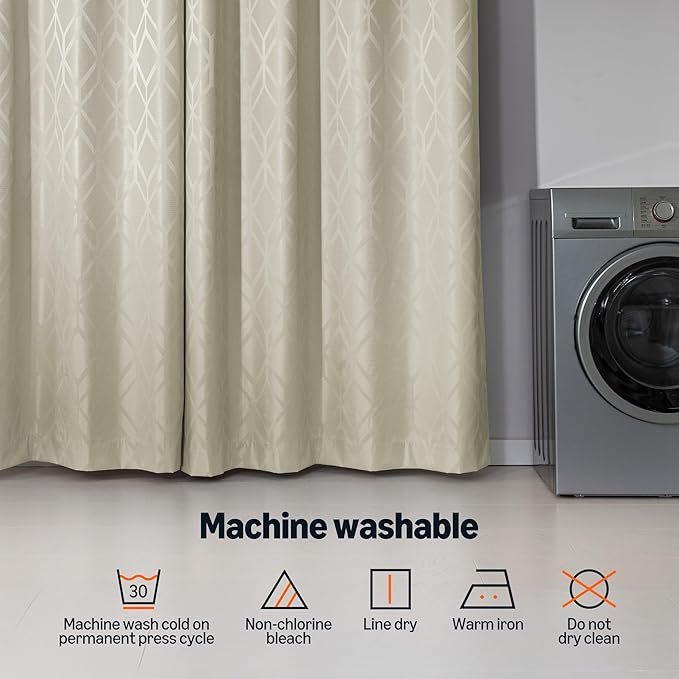 Amazon Basics Jacquard 2-Piece 100% Blackout Curtains, Living Room and Bedroom - Image 6