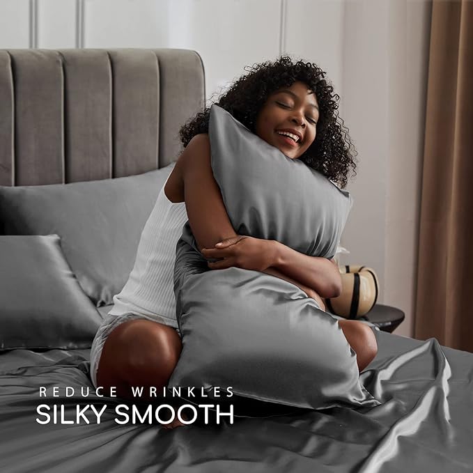 MR&HM Satin Bed Sheets, Full Size Sheets Set - Image 4
