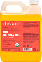 Cliganic Organic Jojoba Oil Bulk 32oz, 100% Pure, Natural Cold Pressed by Cliganic