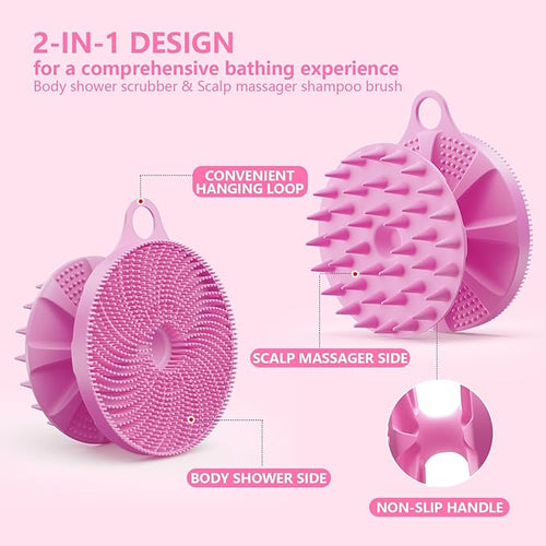 2 in 1 Silicone Brush, BEAUTAIL Body Shower Scrubber and Scalp Hair Massager - Image 2