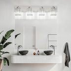 Aipsun Brushed Nickel Bathroom Lighting Fixtures 4 Light Crystal Modern - Image 5