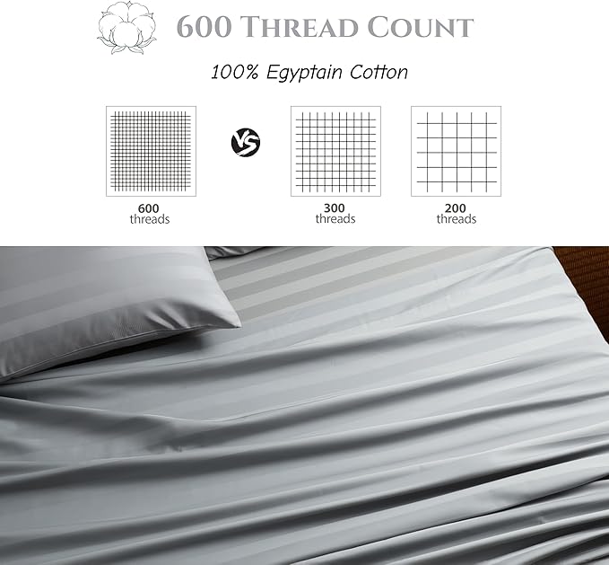 Cotton Flat Sheets Only, 600 TC 100% Cotton Flat Sheet Top Sheet Only, Twin - Image 3