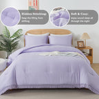 Andency Comforter King Size Bed Set Lavender, All Season Soft Tassel Bed Set - Image 7