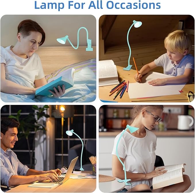 Clip on Light USB Reading Light, Eye Care Dimmable Reading Lamp Flexible - Image 6