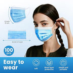 Borje Blue Disposable Face Mask 100 Pcs Blue Face Masks 3 Ply Protection Masks - Image 4