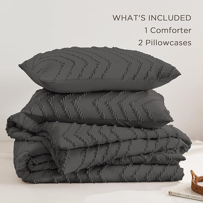 Andency Dark Grey Oversized Super King Comforter Set 120x120, Extra Large King - Image 6