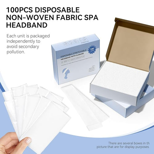 100 Count Disposable Headbands for Spa Headband for Washing Face Individually - Image 2