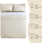 Yiran Queen Quilt Set Beige Spring Summer Bedspreads Bedding Set 3 Pieces Thin - Image 7