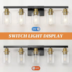 5-Light Black and Gold Bathroom Vanity Light, Bathroom Light Fixtures, Wall - Image 6
