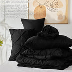 CozyLux Oversized King Comforter Sets Black, 7 Pieces Oversized King Pintuck - Image 6