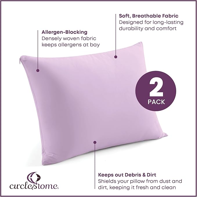 CirclesHome Pillow Protectors 2 Pack King Zippered - Image 2