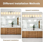 8-Light Bathroom Light Fixtures, Modern Vanity Lights, Brushed Nickel Metal - Image 6