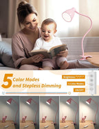 BOHON Cute Desk Lamp with Clamp 10W 38 LED Clip on Light, 5 Color 10 Brightness - Image 3