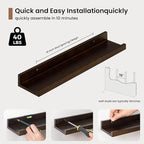 Fun Memories Picture Ledge Shelf, Solid Pine Wood Floating Shelves Set of 4 - Image 5