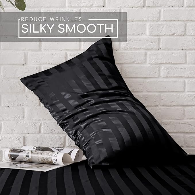 MR&HM Satin Bed Sheets, Twin Size Sheets Set - Image 4