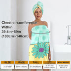 Women’s Spa Wrap Towel and Hair Drying Cap Set – Floral Quick-Dry Bath Wrap - Image 3