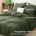 CozyLux Oversized Queen Comforter Set Olive Green, 7 Pieces Bed in a Bag - Image 6