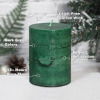Fir Pine Scented Pillar Candles 3x4 Inch Dark Green 3-Layered Handcraft Holiday - Image 4