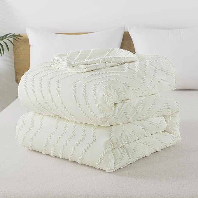 Andency Ivory Twin/Twin XL Comforter Set, Boho Soft Warm Cute Comforter Twin - Image 7