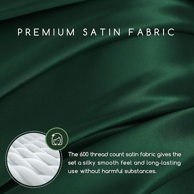 MR&HM Satin Bed Sheets, Queen Size Sheets Set - Image 3