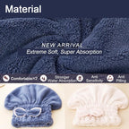 Jseng 2PC Microfiber Hair Drying Caps, Extrame Soft & Ultra Absorbent, Fast - Image 5