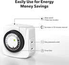 BN-LINK Indoor Timers Plug Mechanical 2 Prong 24-Hour Mini Lamp Timers 2 Pack - Image 2